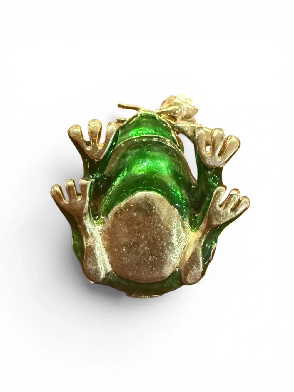 Vintage Frog Trinket Box Green Enamel  Frog Figurine - Picture 5 of 6